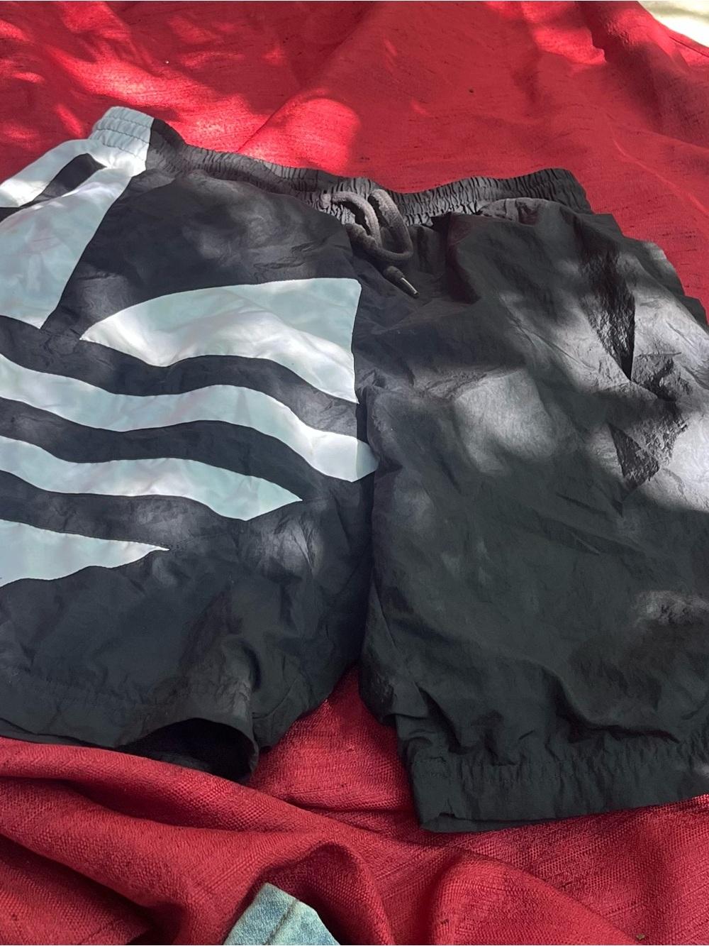 adidas Black Athletic Shorts with White Wave Graphic